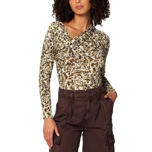 Soft Joie Tops - SOFT JOIE Cersei Long Sleeve Asymmetrical Wrap Top Knit Brown Blouse NWT Large
